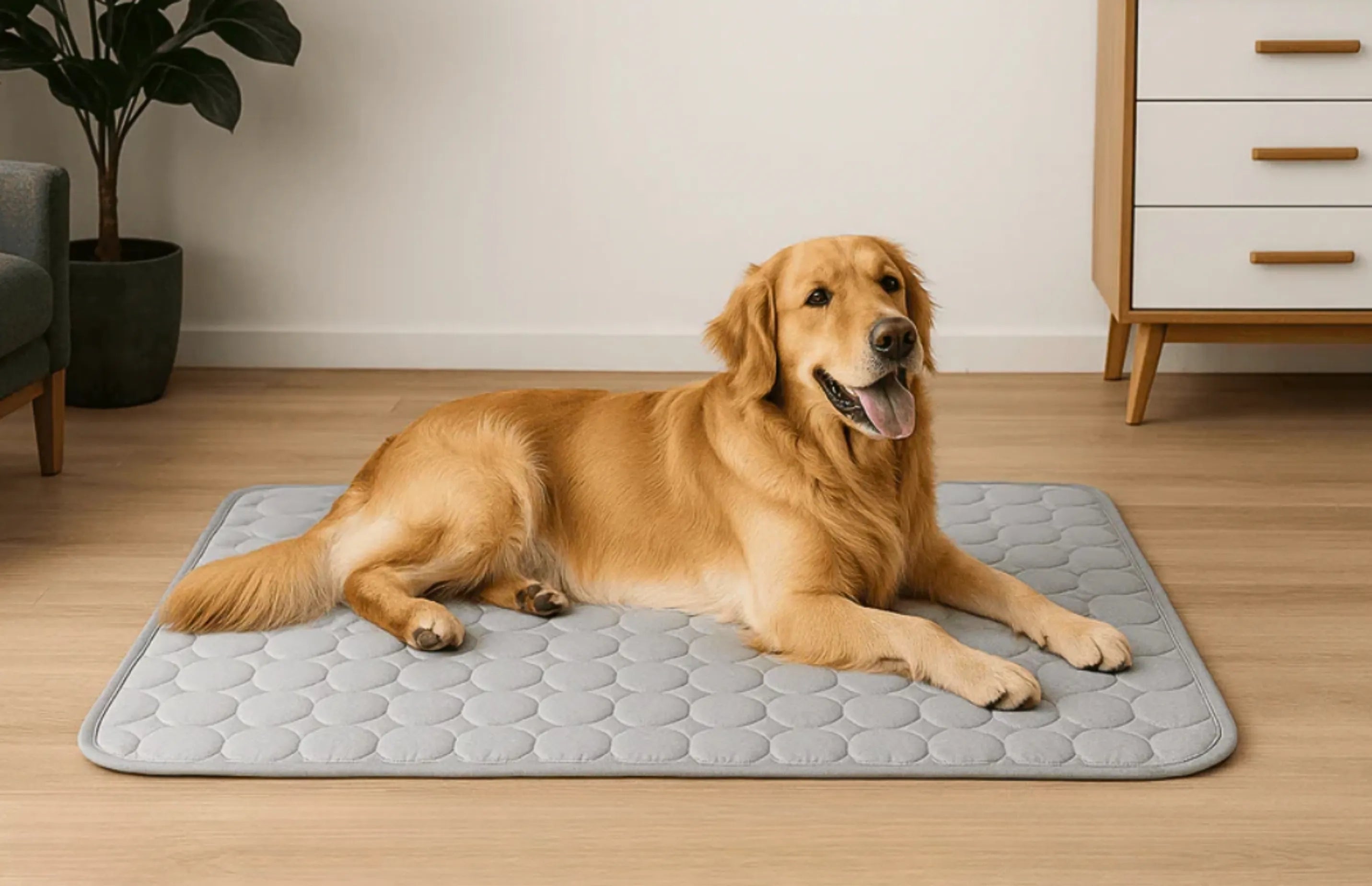 Tapis Rafraichissant Chien Gris Clair Sol Frais