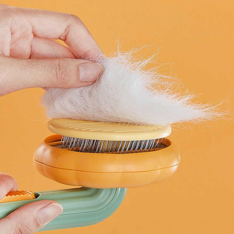 Brosse auto-nettoyante citrouille pour chat | AutoCleaner™ - MyPetsHub