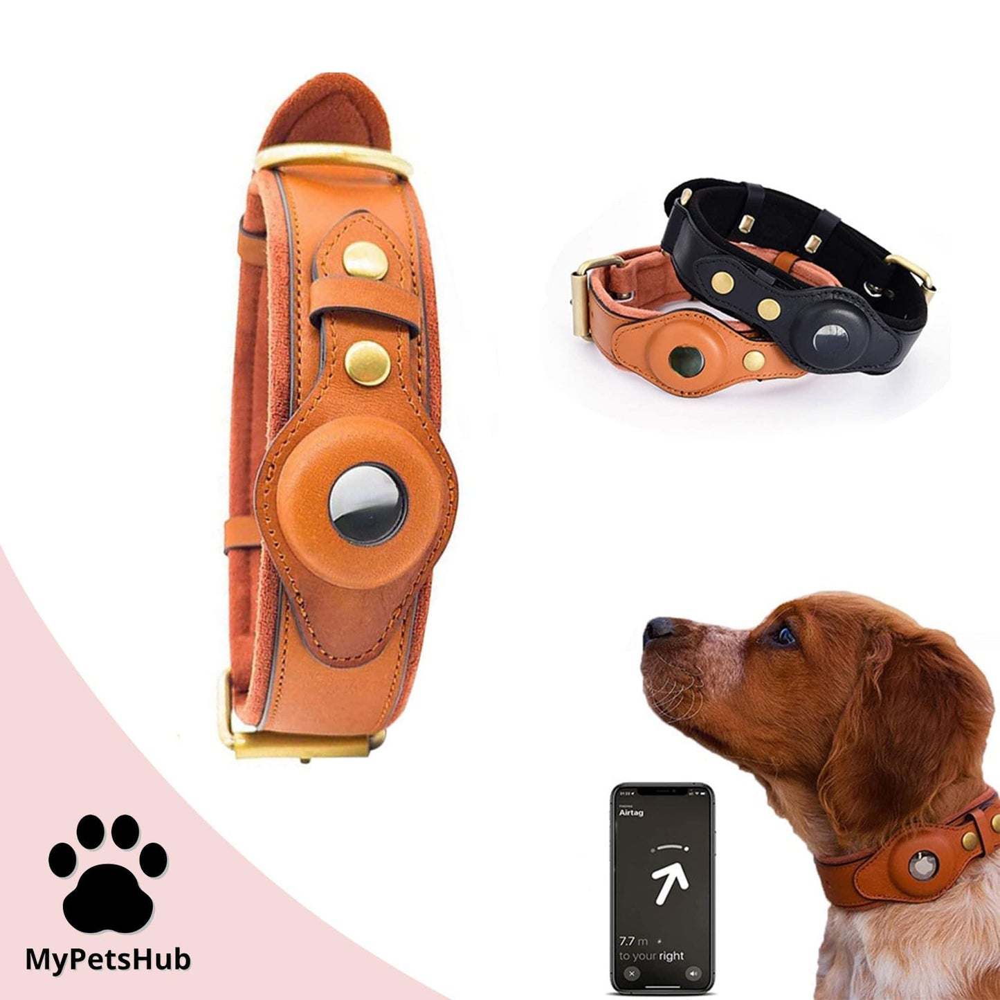 Collier anti-perte en cuir pour chien | DogTracer™ - MyPetsHub