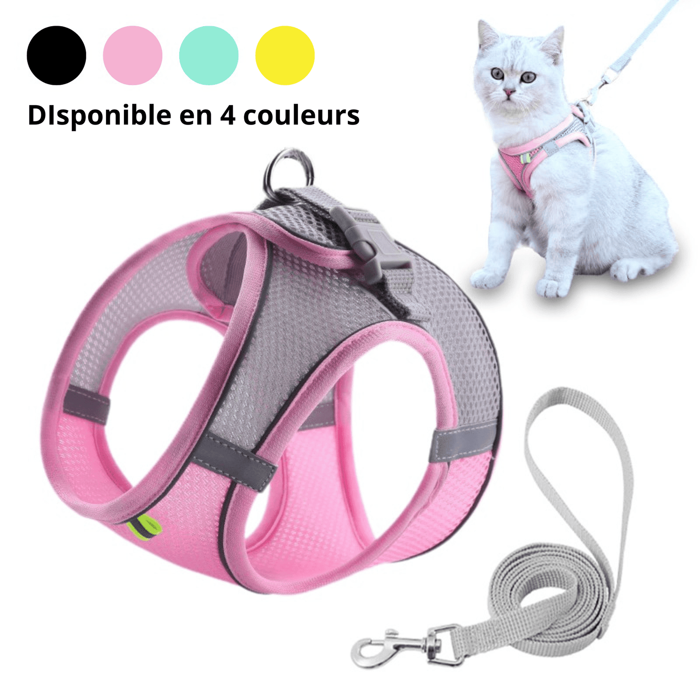 Harnais réfléchissant + laisse offerte pour chat | ChAdventure™ - MyPetsHub