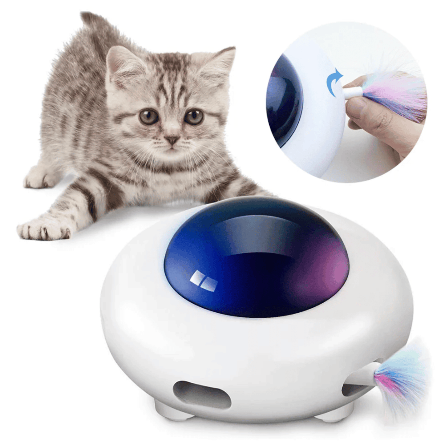 Jouet intelligent OVNI avec plumes pour chat - MyPetsHub
