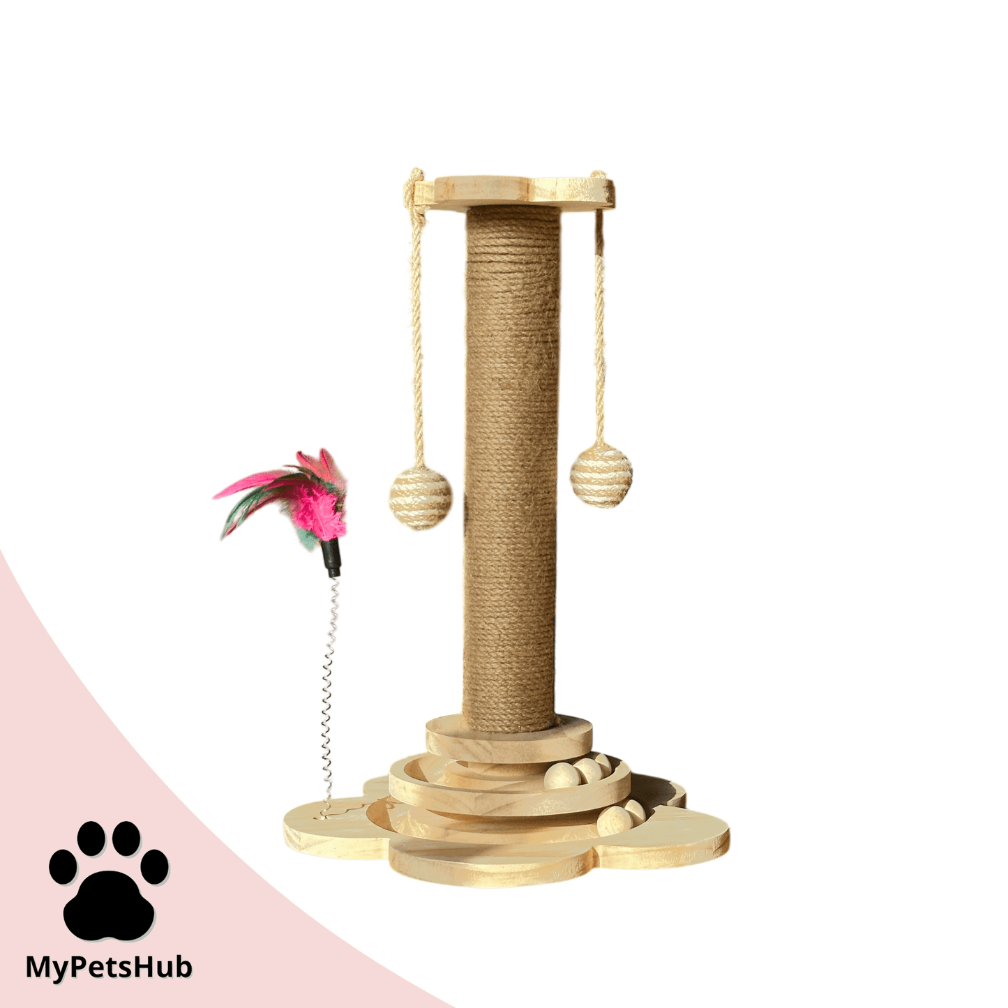Arbre à chat en bois en forme de tour | MyPetsHub