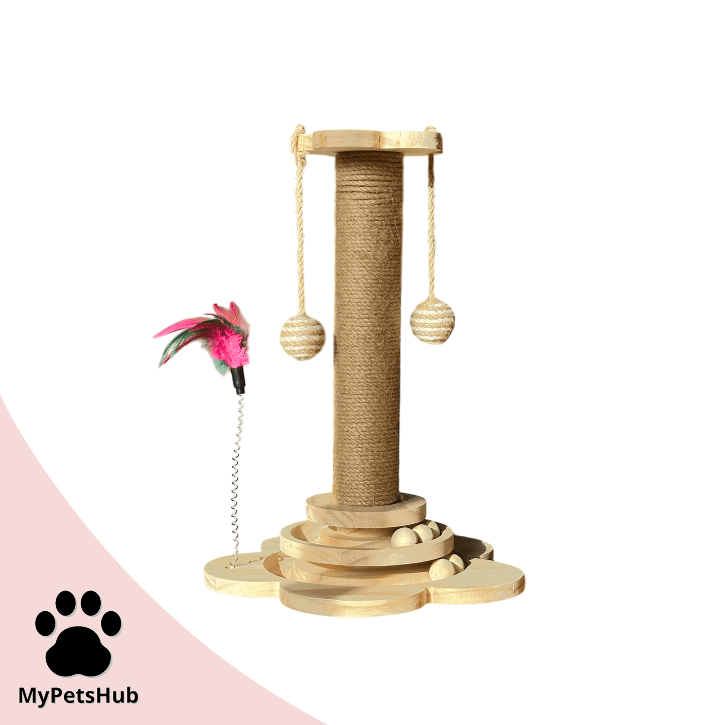 Arbre à chat en bois en forme de tour | MyPetsHub