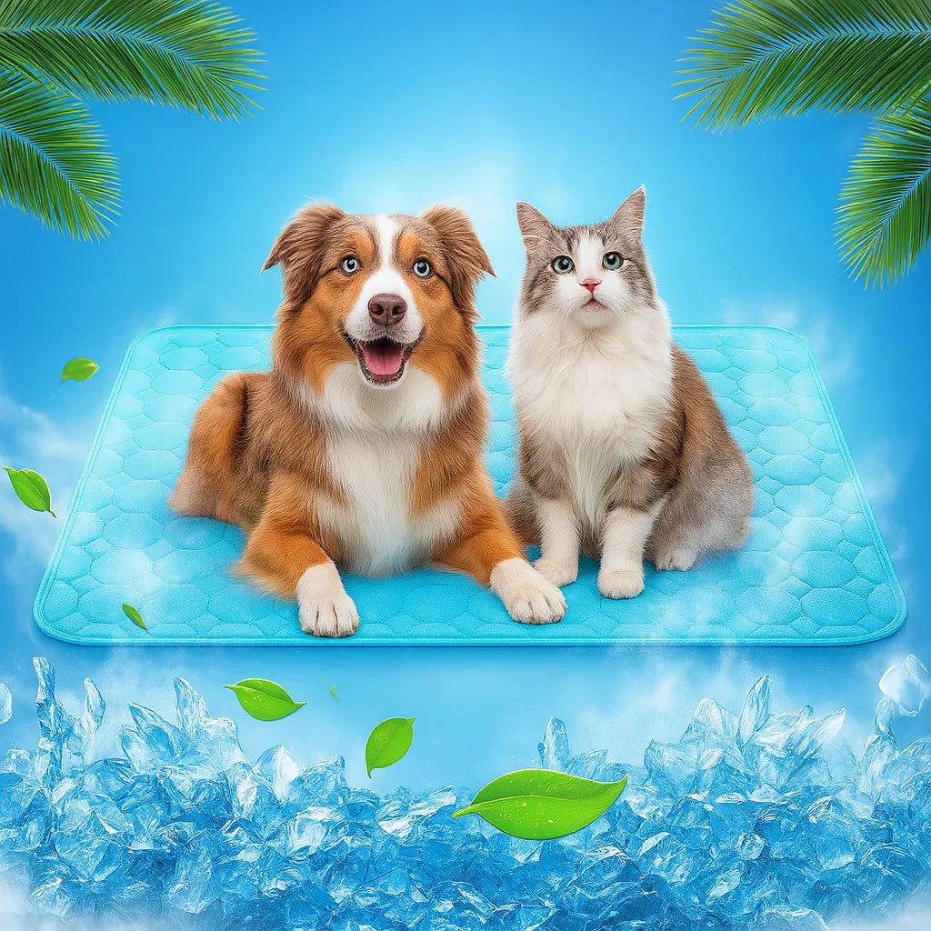 Tapis Rafraichissant Chien Chat Bleu Fraicheur