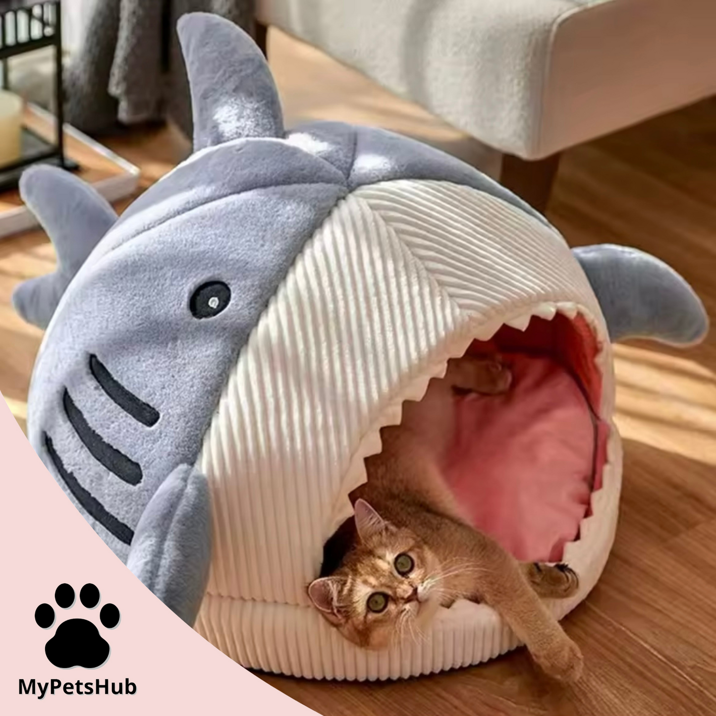 Grotte/panier requin pour chat et chien